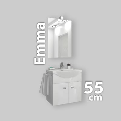 COMPOSIZIONE MOBILE DA BAGNO EMMA SOSPESA BIANCO LUCIDO - CM 55