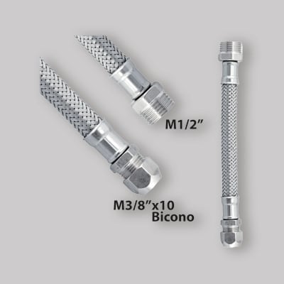 FLESSIBILE ACCIAIO INOX CON BICONO MASCHIO 1/2"