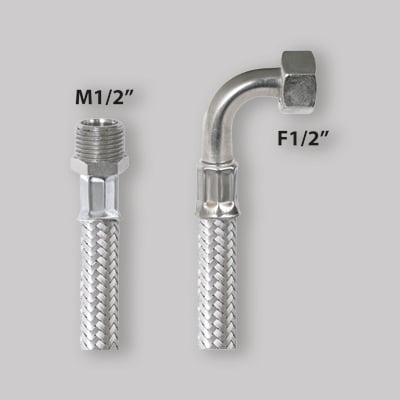 FLESSIBILE ACCIAIO INOX F 1/2" X M 1/2" CON CURVA